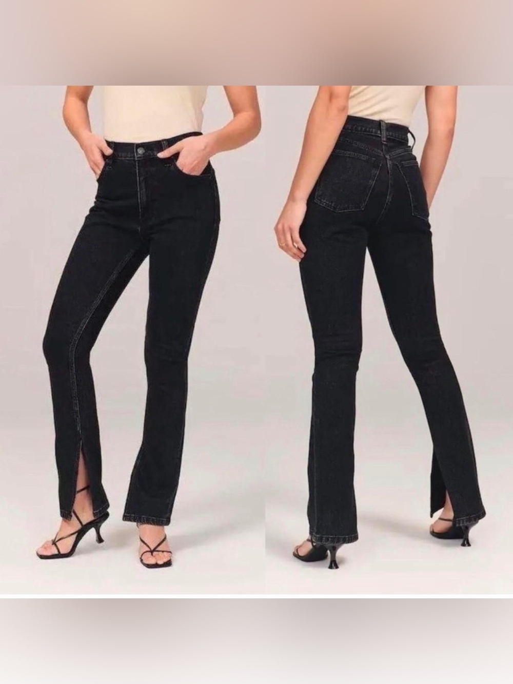 NWT Abercrombie & Fitch The Skinny High Rise Split Hem Black Womens Jeans 27/4